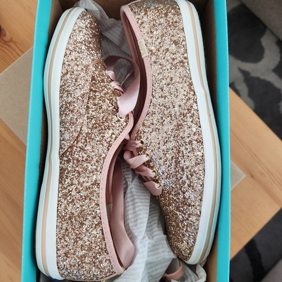 🆕️ Keds Kate Spade Rose Gold Glitter Shoes Size 7 M Women's NIB - Picture 8 of 8